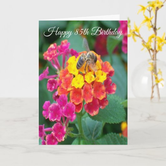 フローラパーソナライズされた85誕生日 カード (黄色い花)