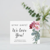 フローラパーソナライズされた・ステイ・ステイ・セーフ・ラブ・ユー ポストカード (スタンド正面)