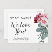 フローラパーソナライズされた・ステイ・ステイ・セーフ・ラブ・ユー ポストカード (正面/裏面)