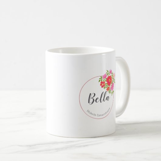 フローラパーソナライズされた·ドゥラ·ミッドウィフ·サンキュー·マグ コーヒーマグカップ (正面右)
