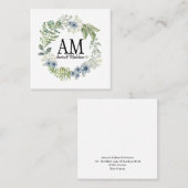 フローラパーソナライズされた・モノグラム・フォレスト・フラワー スクエア名刺 (正面/裏面)