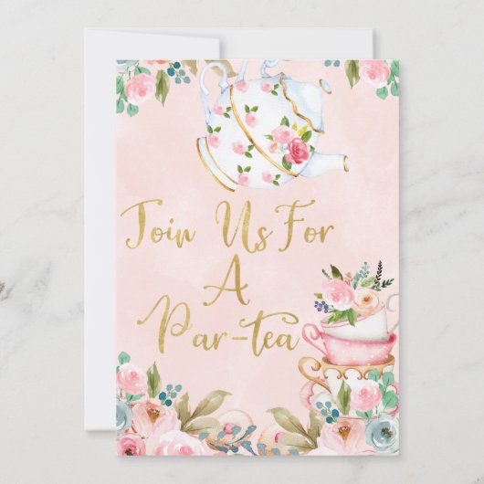フローラパーティーパーティー誕生日招待状 招待状 (裏面)