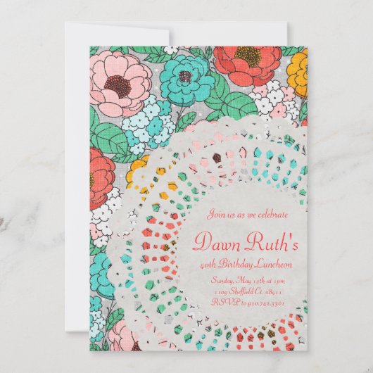 フローラパーティーブライダルランチョンガーデンドリー招待状 招待状 (正面)