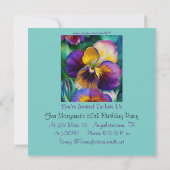 フローラパープルと金ゴールドのパンシーの招待 (裏面)