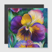 フローラパープルと金ゴールドパンジー誕生日 (正面/裏面)