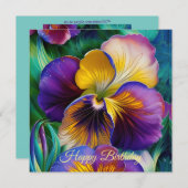 フローラパープルと金ゴールドパンジー誕生日 (正面/裏面)