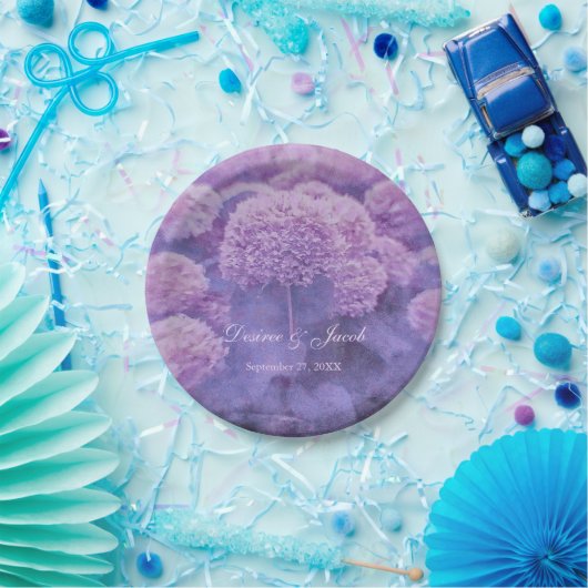 フローラパープルアジサイ素朴ア結婚カントリー ペーパープレート (パーティー)