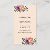 フローラパープルイエローフラワーズパステルバーティカル 名刺 (裏面)