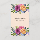 フローラパープルイエローフラワーズパステルバーティカル 名刺 (正面)