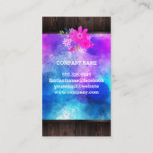 フローラパープルウォーターカラーブーケウッド素朴 名刺 (裏面)