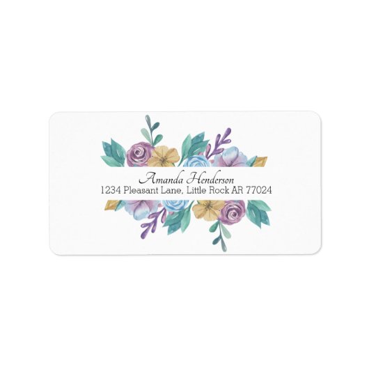 フローラパープルウォーター色バラ住所 シール (正面)