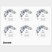 フローラパープルウォーター色ブライダルシャワー ラウンドシール (シート)