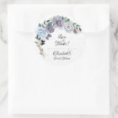 フローラパープルウォーター色ブライダルシャワー ラウンドシール (バッグ)