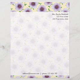フローラパープルガーデンフラワーズフォトカスタムアドレス レターヘッド