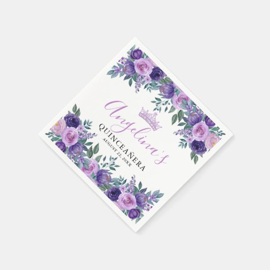 フローラパープルキンセアニェラ スタンダードカクテルナプキン (角)