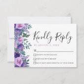 フローラパープルキンセアニェラRSVPカード 出欠カード (正面)