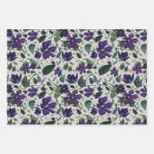 フローラパープルクレマティストトリオデコップギフト ラッピングペーパーシート (正面2)