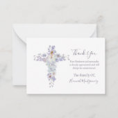 フローラパープルクロスフォト悔やみや弔慰葬式カード ノートカード (正面)