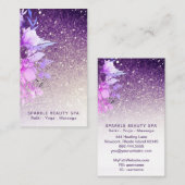 *~*フローラパープルグラデーショングリッター美しいスパ 名刺 (正面/裏面)