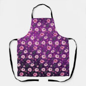 フローラパープルグリッターキッチンクリスマスプレゼント エプロン (正面)