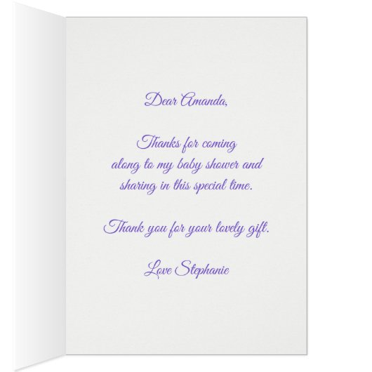 フローラパープルグリッターベビーシャワーありがとう (内側 (右))