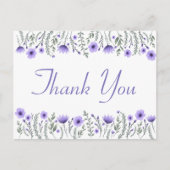 フローラパープルサンキューフラワーウェディングパーティー ポストカード (正面)