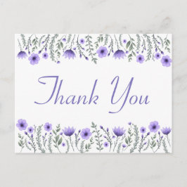 フローラパープルサンキューフラワーウェディングパーティー ポストカード