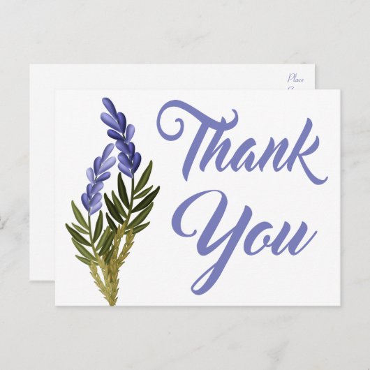 フローラパープルサンキューラベンダーフラワーノートカード ポストカード (正面/裏面)