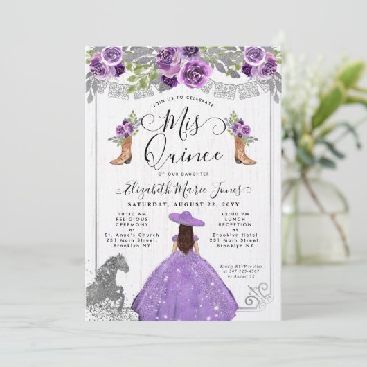 フローラパープルシルバーグラムホースチャラキンセアニェラ 招待状 (スタンド正面)