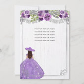 フローラパープルシルバーグラムホースチャラキンセアニェラ 招待状 (裏面)