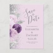 フローラパープルシルバーグリッターラベンダー ポストカード (正面)