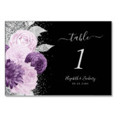 フローラパープルシルバーグリッター結婚ズ テーブルナンバー (裏面)