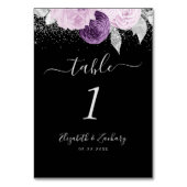 フローラパープルシルバーグリッター結婚ズ テーブルナンバー (裏面)