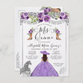 フローラパープルシルバーチャラブーツホースキンセアニェラ インビテーションポストカード (正面/裏面)