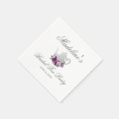 フローラパープルシルバーブライダルシャワーティーパーティー スタンダードカクテルナプキン (角)