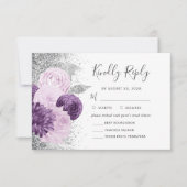 フローラパープルシルバーミールチョイス結婚ズ 出欠カード (正面)