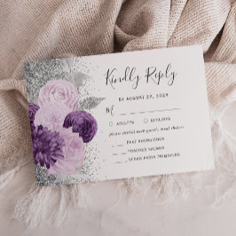 フローラパープルシルバーミールチョイス結婚ズ 出欠カード