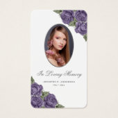 フローラパープルシルバーメモリアル葬儀祈りの言葉カード (正面)