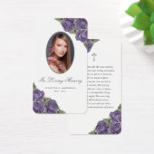 フローラパープルシルバーメモリアル葬儀祈りの言葉カード (デスク)