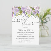 フローラパープルシルバー紙吹雪ブライダルシャワー 招待状 (スタンド正面)