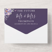 フローラパープルシンプルドリームズQRコー結婚ド オールインワン招待状 (裏面)