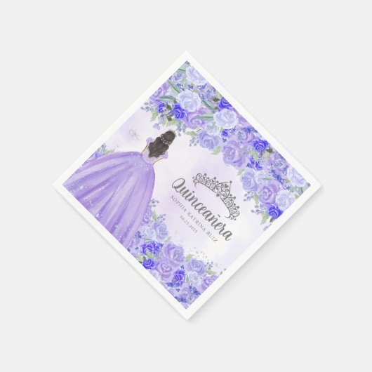 フローラパープルドレスプリンセスティアラキンセアニェラ スタンダードカクテルナプキン (角)