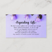 フローラパープルハネムーンファンドブライダルシャワー結婚ズ エンクロージャーカード (正面)