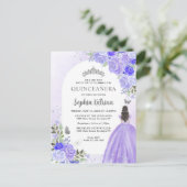 フローラパープルバイオレットプリンセス誕生日キンセアニェラ インビテーションポストカード (スタンド正面)