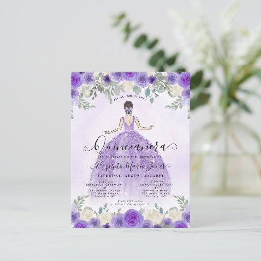 フローラパープルバイオレットプリンセス誕生日キンセアニェラ ポストカード (スタンド正面)