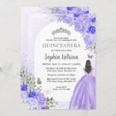 フローラパープルバイオレットプリンセス誕生日キンセアニェラ 招待状 (正面/裏面)