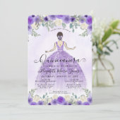 フローラパープルバイオレットプリンセス誕生日キンセアニェラ 招待状 (スタンド正面)