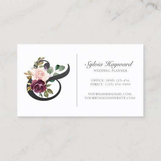 フローラパープルバラエレガントアンパサンド 名刺 (裏面)