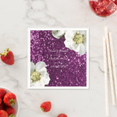 フローラパープルピンクジャスミンサンキューユーカスタムグリッター スタンダードカクテルナプキン (インサイチュ)