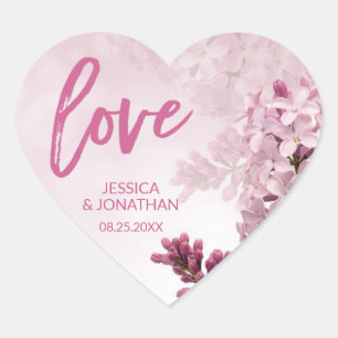 フローラパープルピンク薄紫テーマLOVE結婚のハート ハートシール